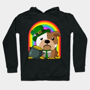 English Bulldog Rainbow Irish Clover St Patrick Day Dog Gift graphic Hoodie